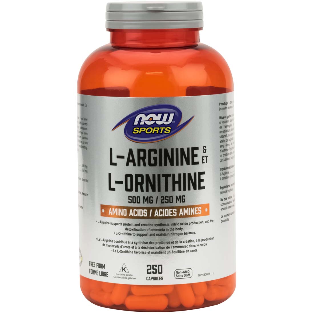 NOW L Arginine L Ornithine 500mg 250mg