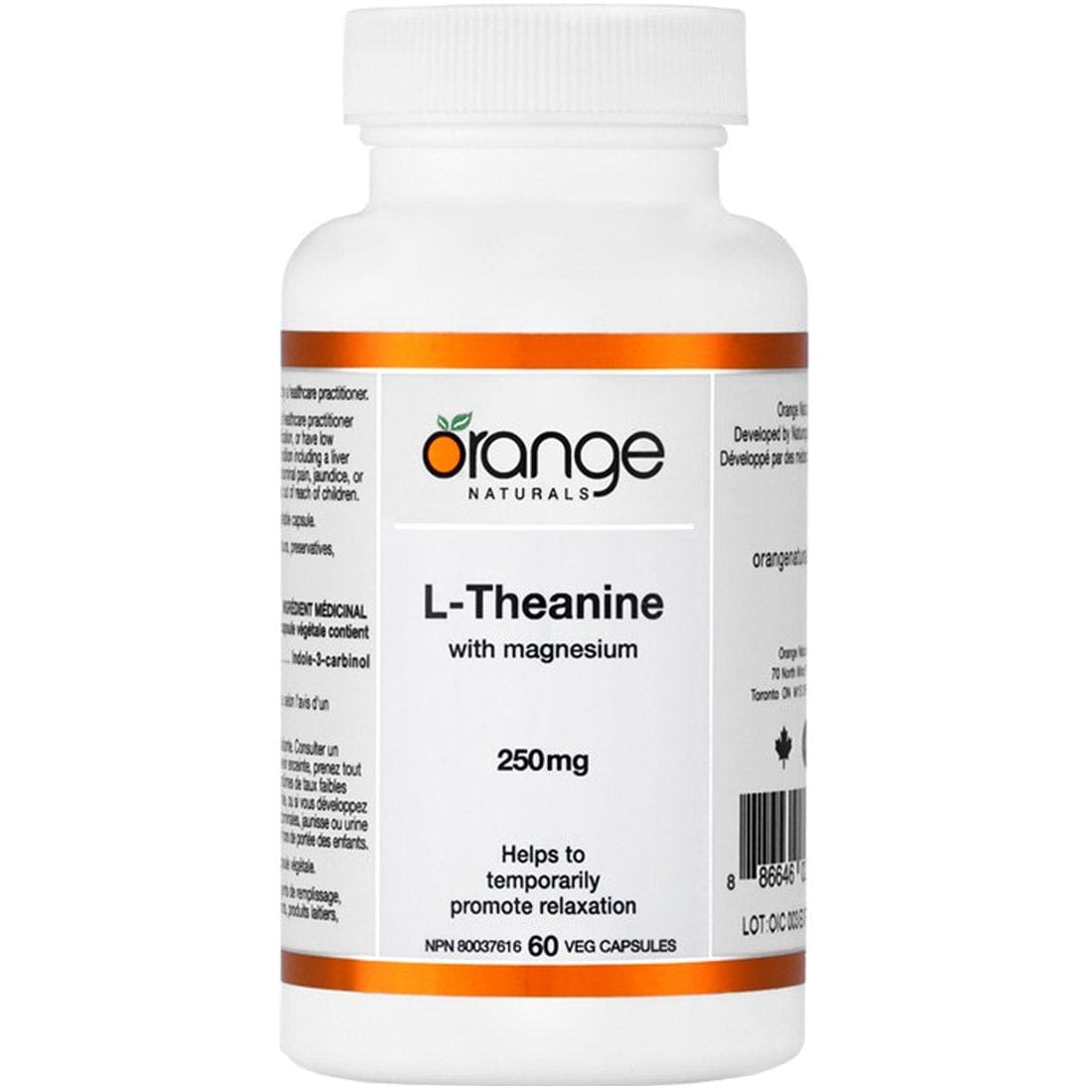 Orange Naturals L Theanine 250mg with Magnesium 60 V Capsules