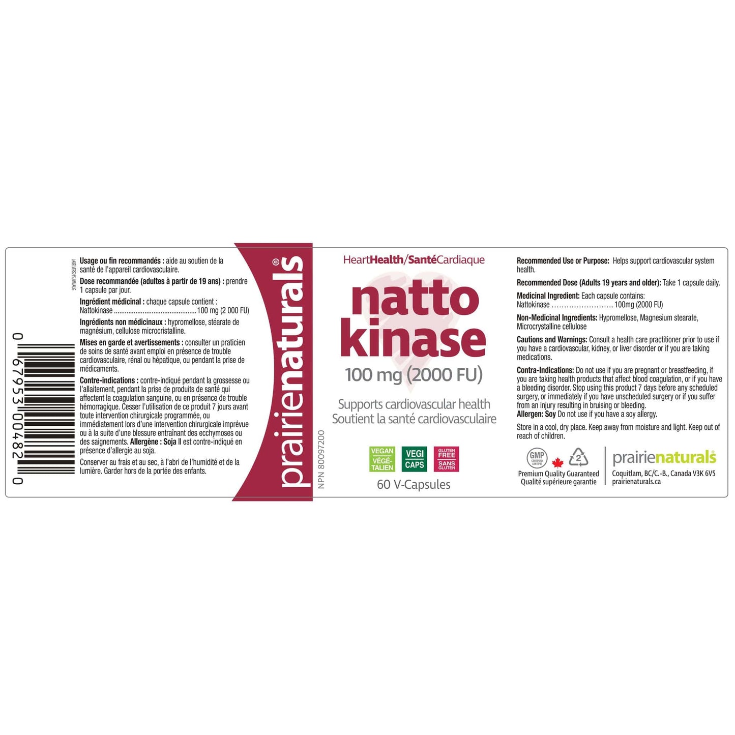 60 Vegetable Capsules | Prairie Naturals Nattokinase