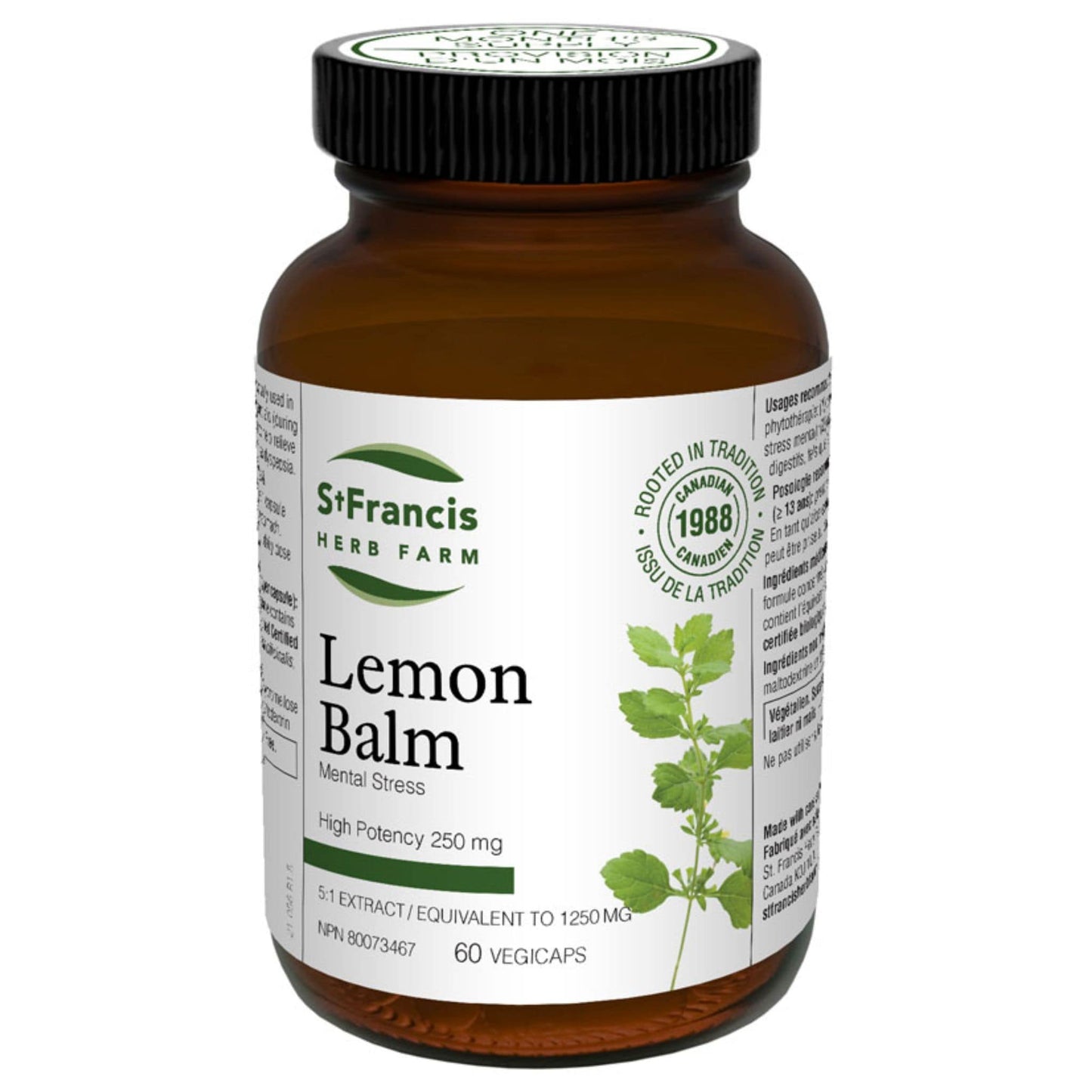 60 Vegetable Capsules | St. Francis Lemon Balm