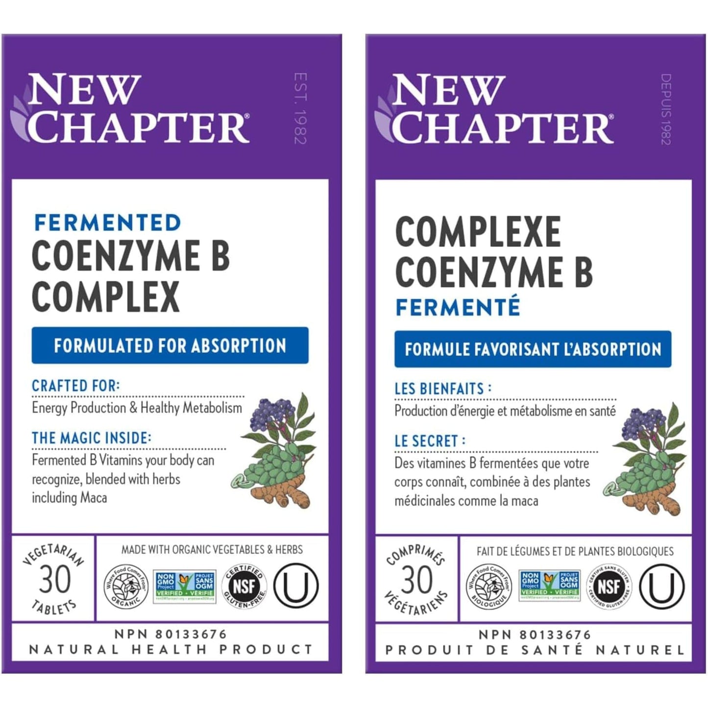 New Chapter Fermented Coenzyme Vitamin B Complex, Energy and Nervous System Support, 30 Tablets