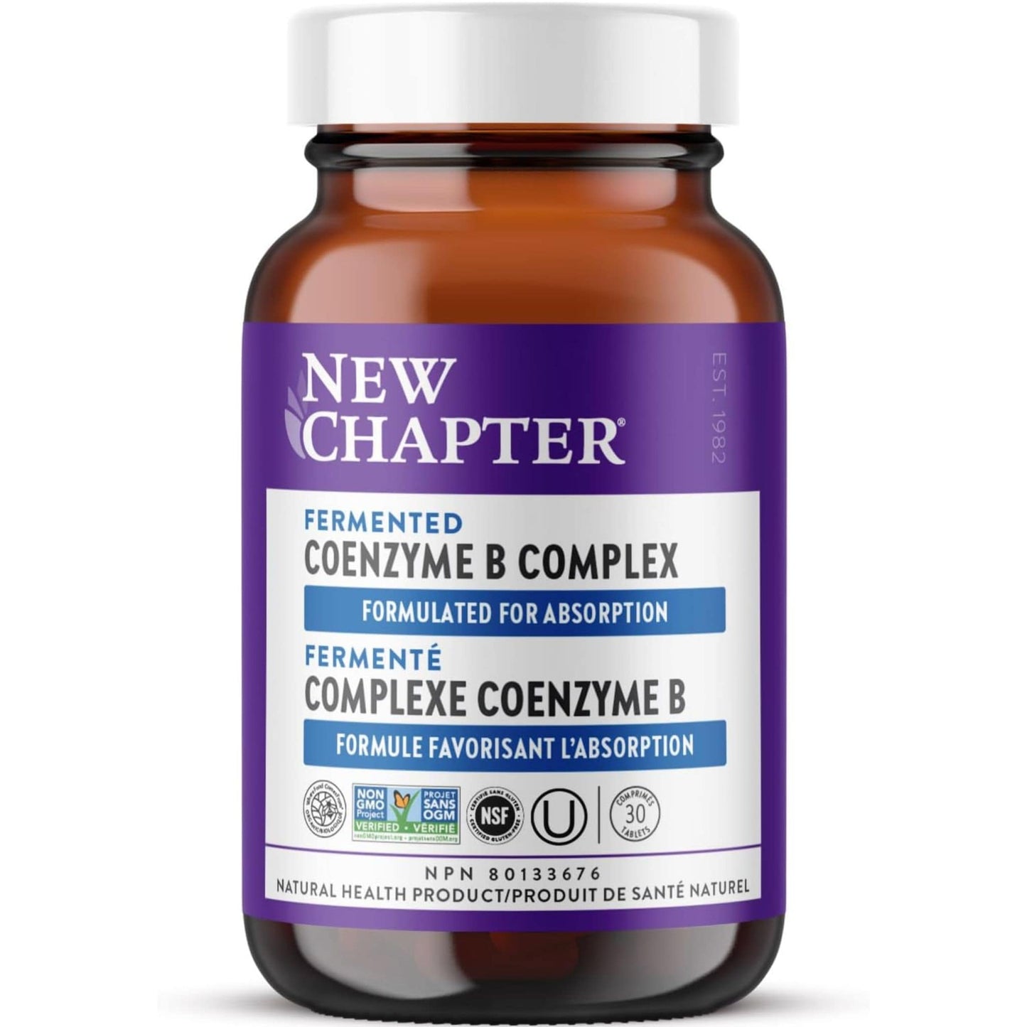 New Chapter Fermented Coenzyme Vitamin B Complex, Energy and Nervous System Support, 30 Tablets