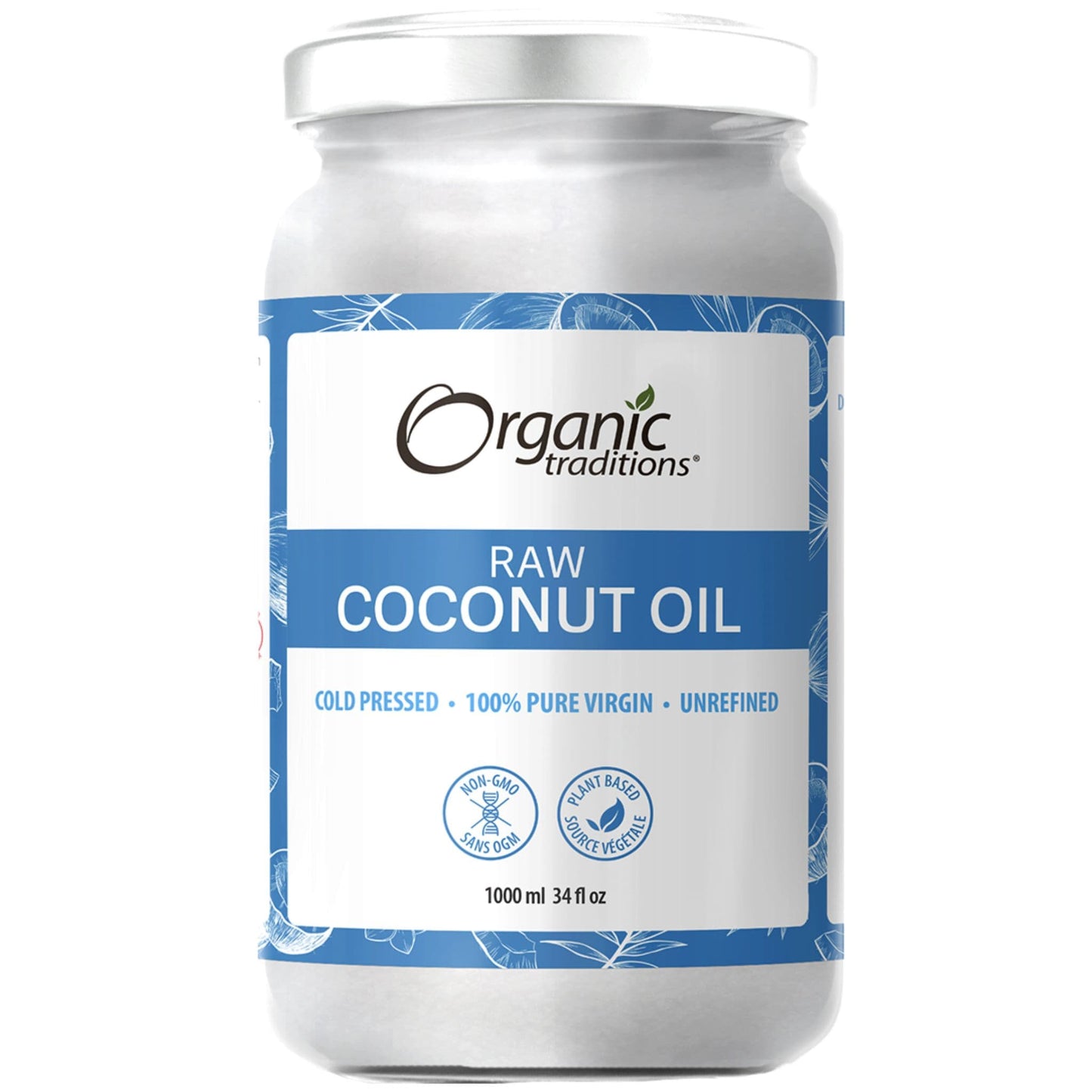 1000ml | Organic Traditions Raw Coconut Oil 34 fl oz