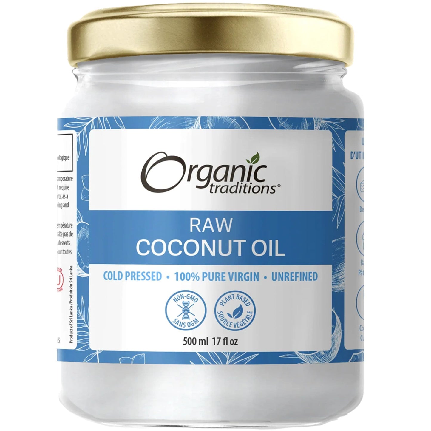 500ml | Organic Traditions Raw Coconut Oil 17 fl oz