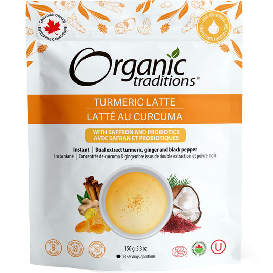 150g | Organic Traditions Turmeric Latte With Saffron And Probiotics 5.3oz