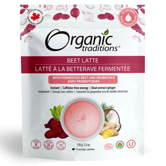 150g | Organic Traditions Beet Latte With Fermented Beet And Probiotics 5.3oz