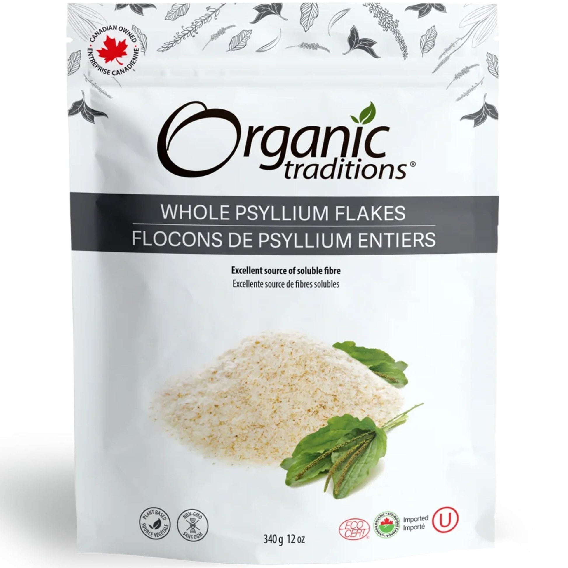 340g | Organic Traditions Whole Psyllium Flakes 12oz