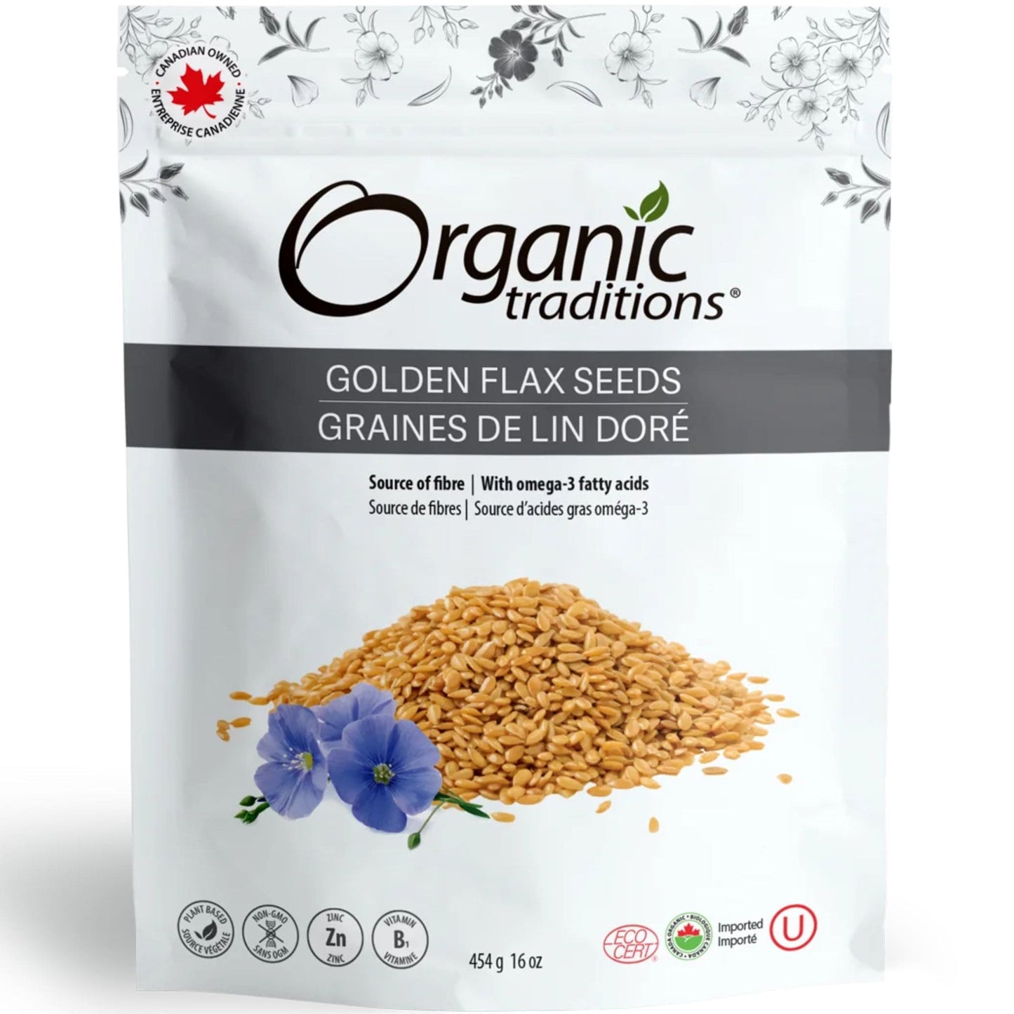 454g | Organic Traditions Golden Flax Seeds 16oz