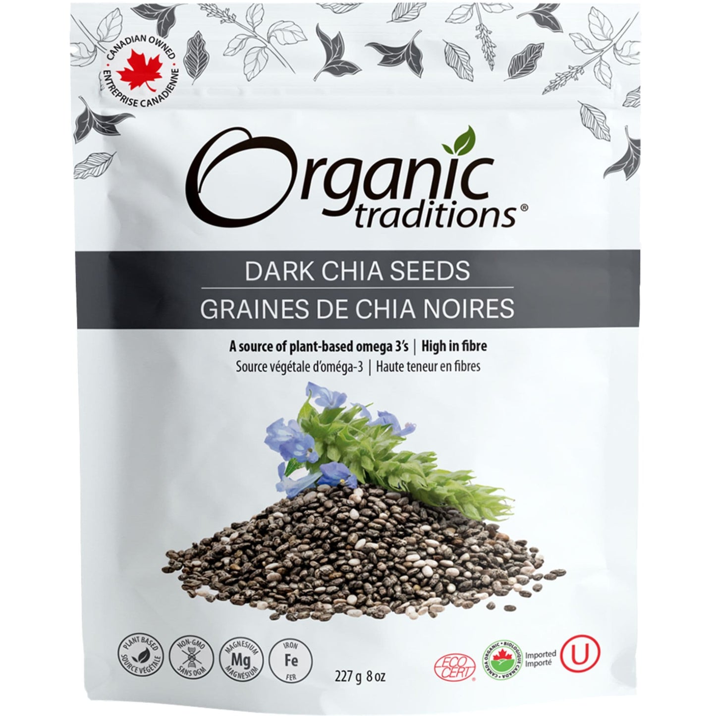 227g | Organic Traditions Dark Chia Seeds 8oz