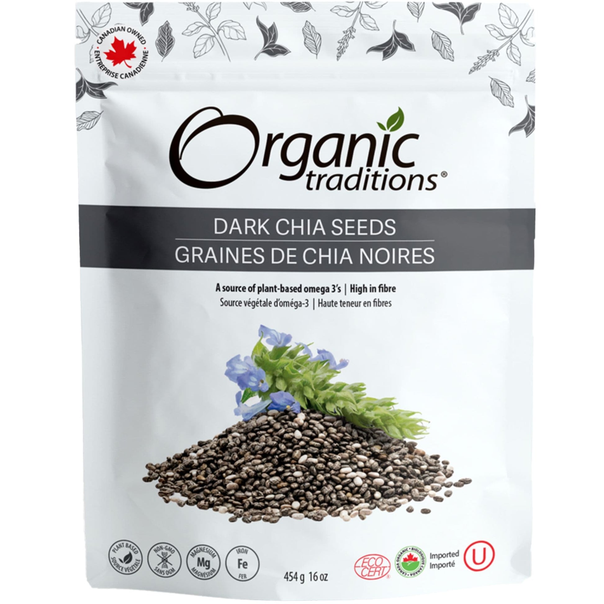 454g | Organic Traditions Dark Chia Seeds 16oz