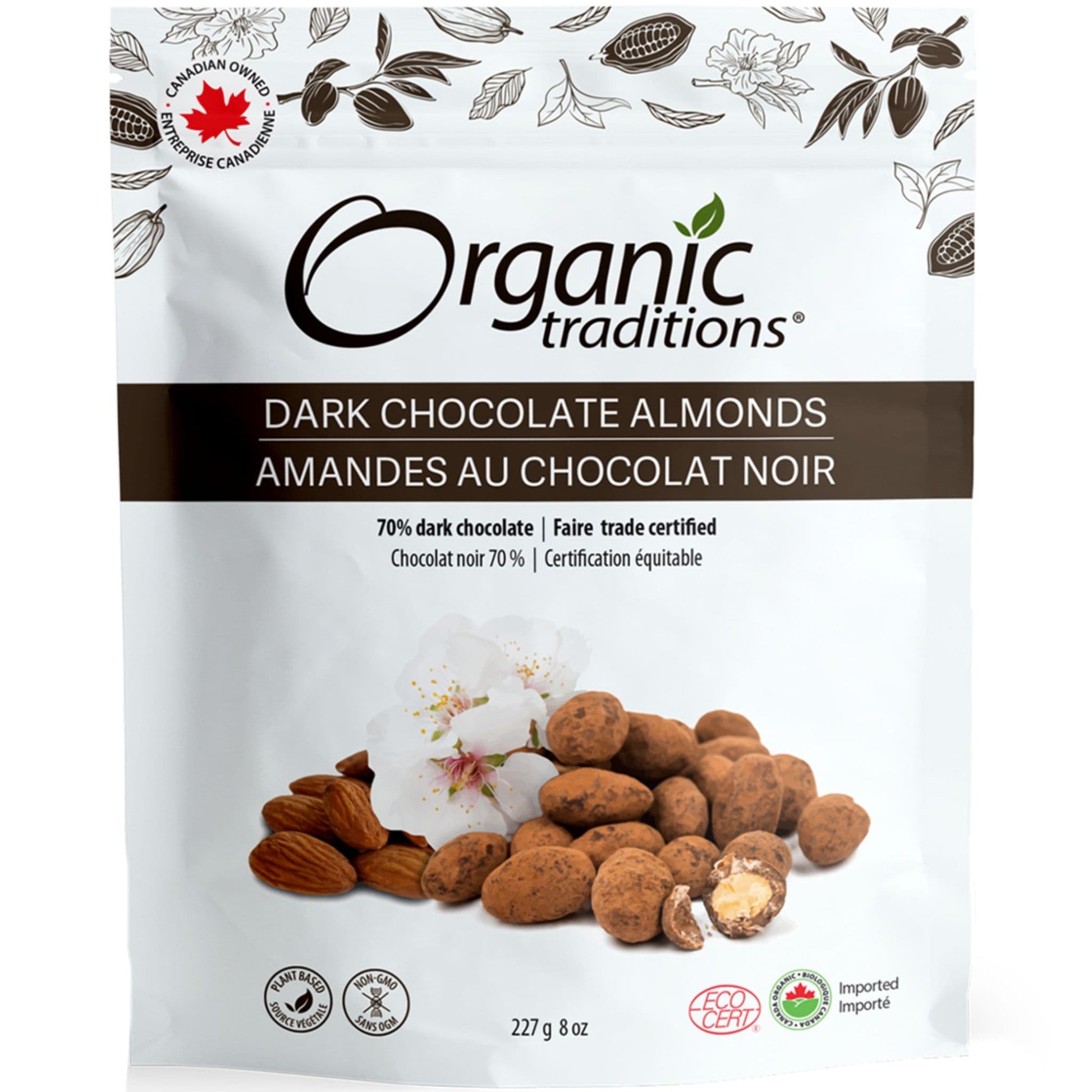 227g | Organic Traditions Dark Chocolate Covered Almonds 8oz