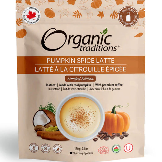 150g 5.3 oz | Organic Traditions Pumpkin Spice Latte Limited Edition 18 servings