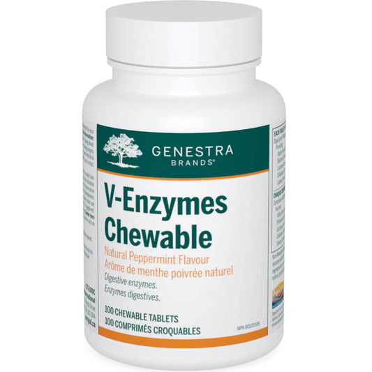 Natural Peppermint Flavour, 100 Chewable Tablets | Genestra Brands V-Enzymes Chewable