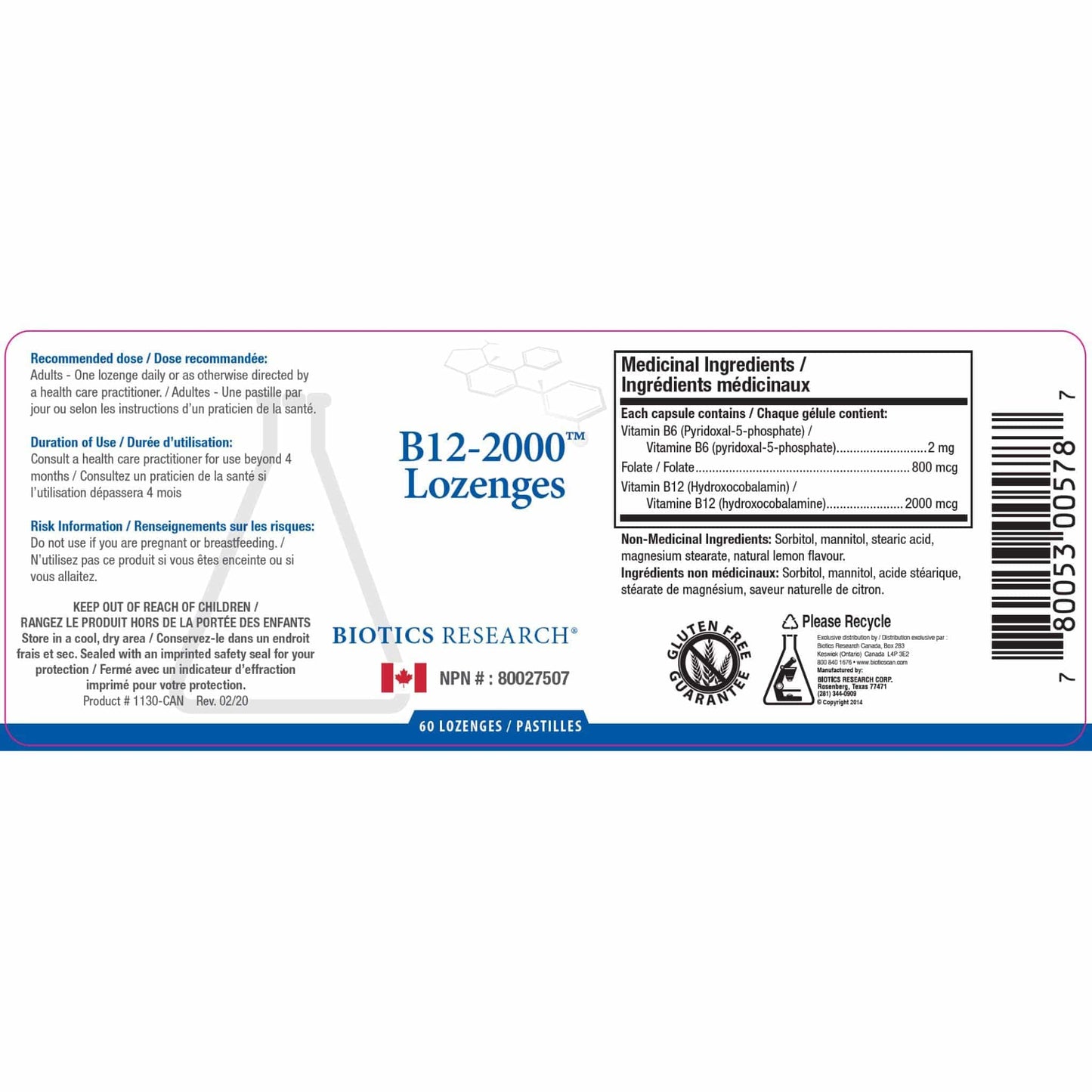 60 Lozenges | Biotics Research B12-2000 Lozenges