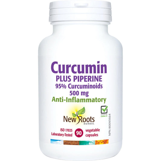 90 Vegetable Capsules | New Roots Herbal Curcumin Plus Piperine 95% Curcuminoids 500mg