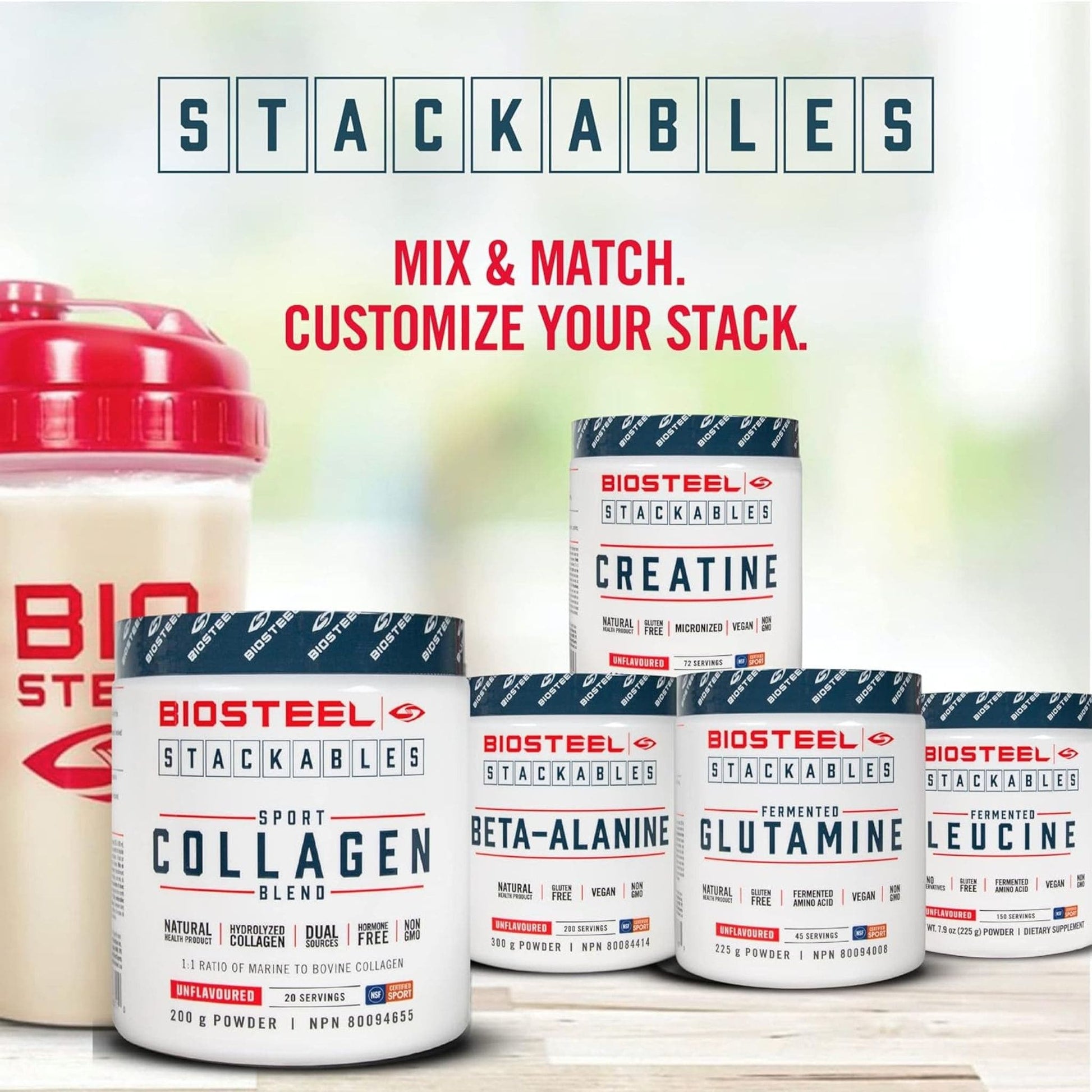 Unflavoured 225g | Biosteel Stackables Fermented Glutamine Powder // Infographic