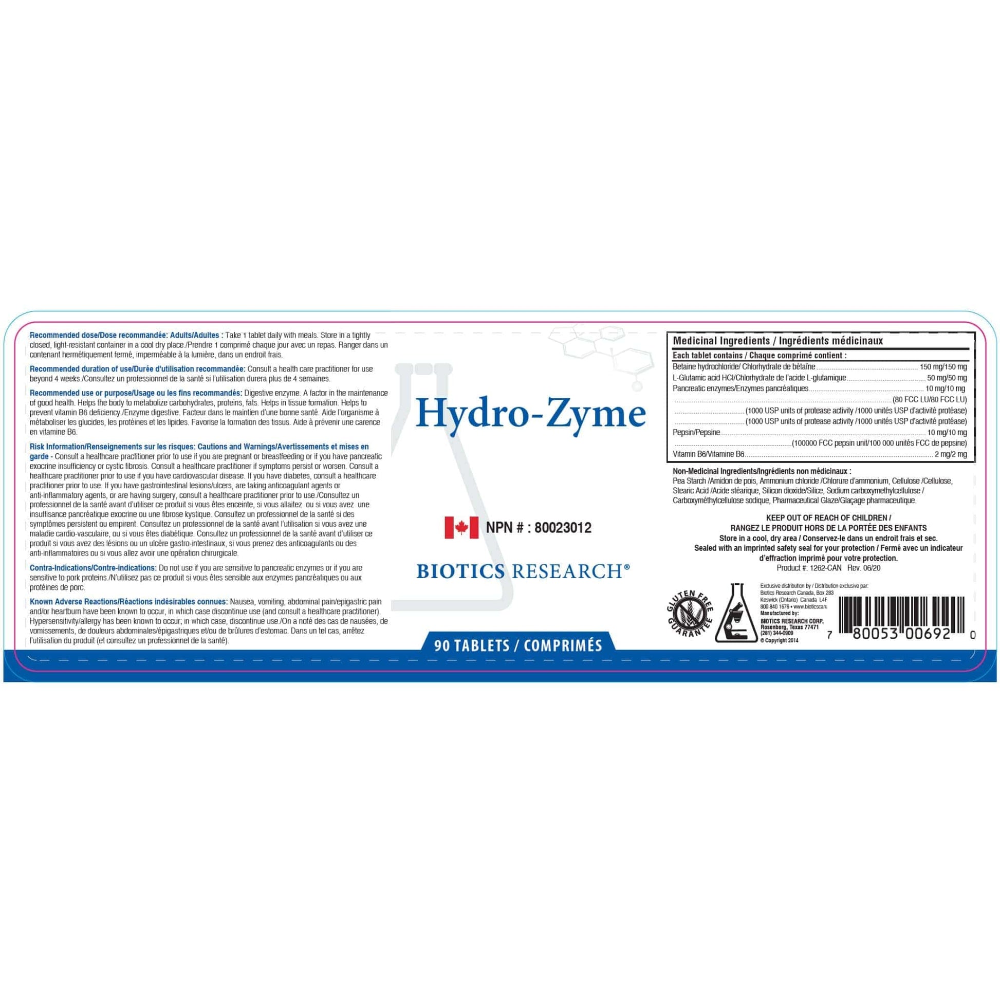 90 Tablets | Biotics Research Hydro-Zyme