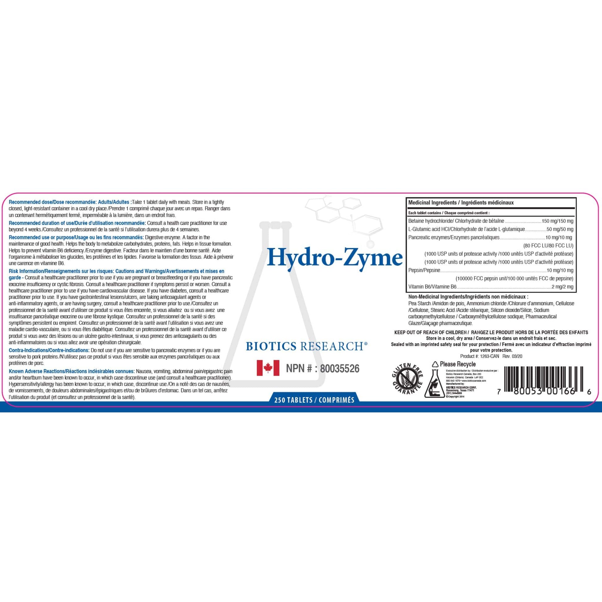 250 Tablets | Biotics Research Hydro-Zyme