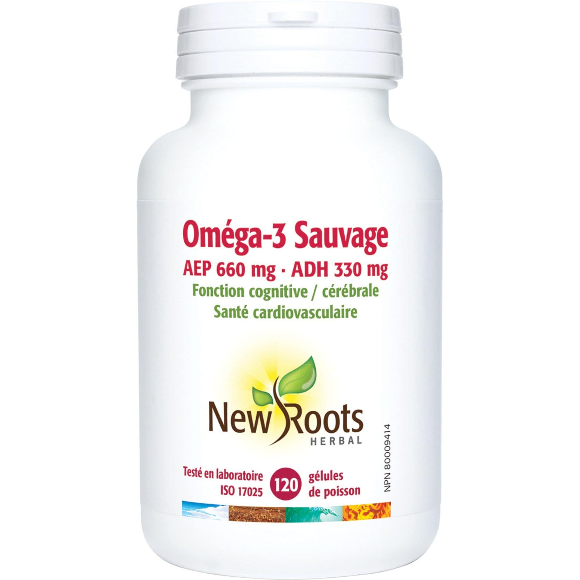 Natural Flavour 120 Softgels | New Roots Herbal Wild Omega 3 EPA 660 Mg - DHA 330 Mg // natural flavour