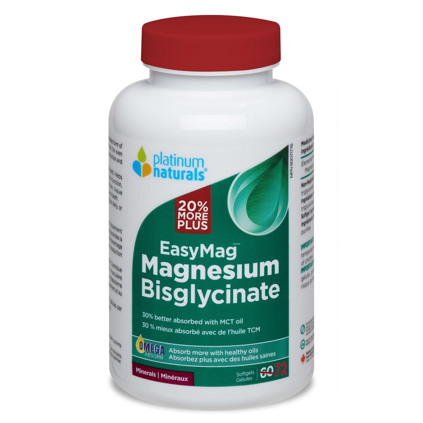 72 Liquid Capsules BONUS | Platinum Naturals EasyMag Magnesium Bisglycinate