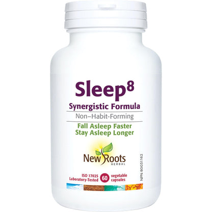 60 Vegetable Capsules | New Roots Herbal Sleep 8 Synergistic Formula