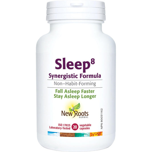 20 Vegetable Capsules | New Roots Herbal Sleep 8 Synergistic Formula
