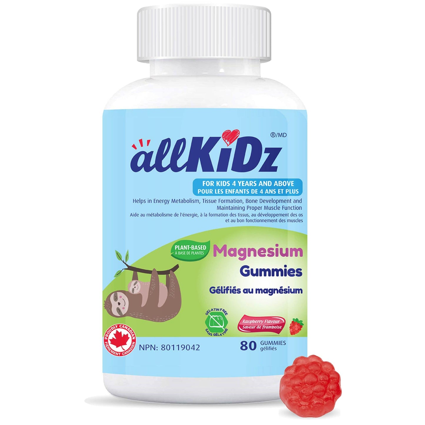 80 Gummies Raspberry | Allkidz Naturals Magnesium Gummies