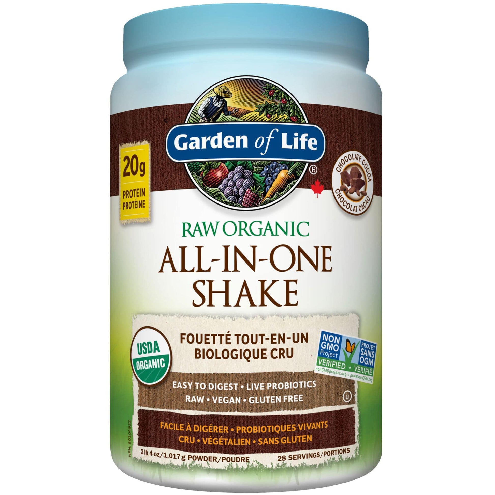 Chocolate 1017g | Garden of Life Raw Organic All-In-One Shake 1017g // chocolate flavour