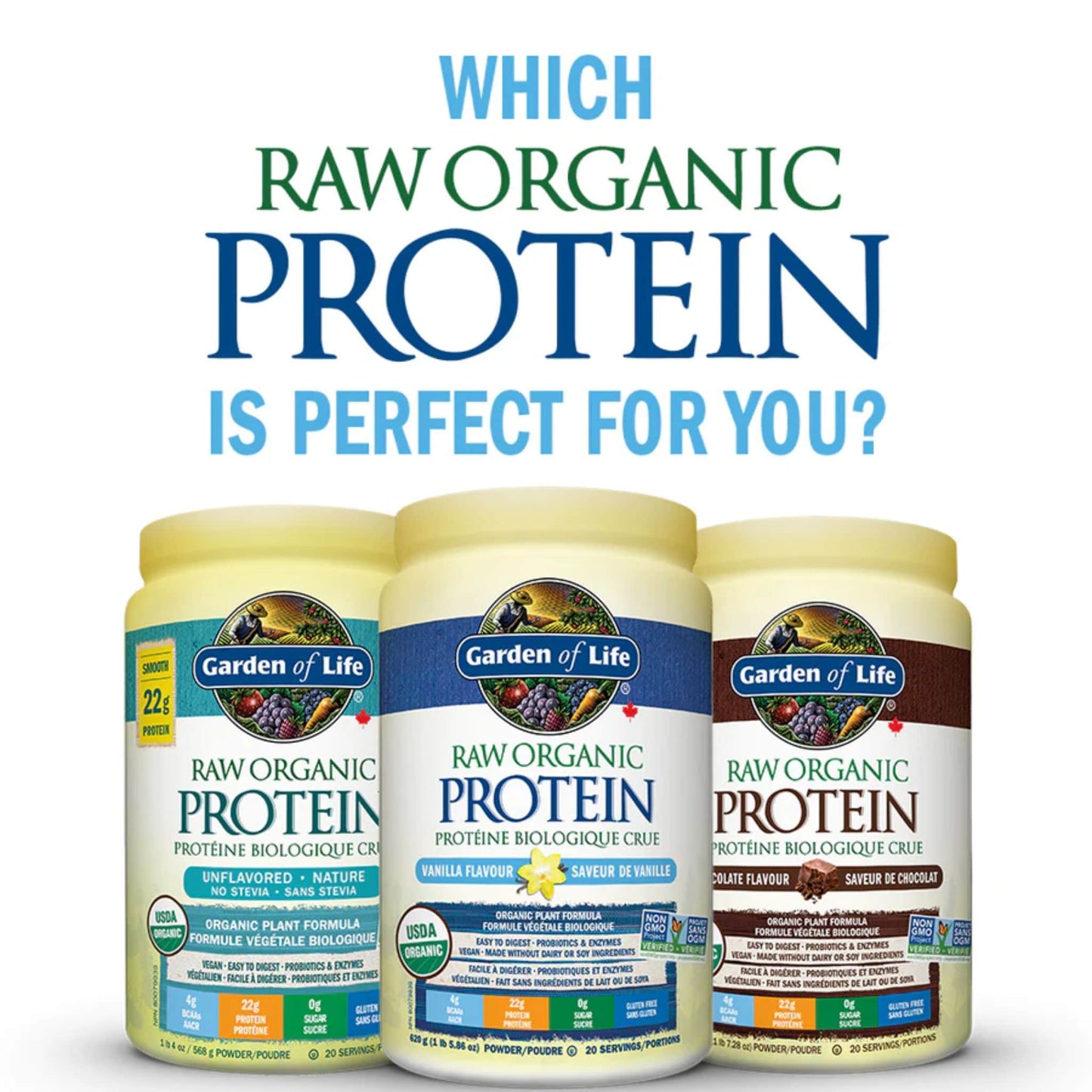 Vanilla Flavour, 620g | Garden of Life Raw Organic Protein Powder