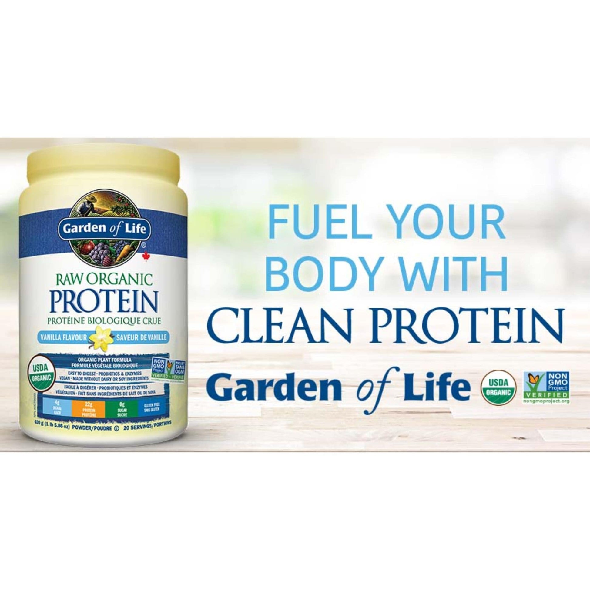 Vanilla Flavour, 620g | Garden of Life Raw Organic Protein Powder