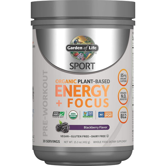 Blackberry Flavour, 432g/30 Servings | Garden of Life Organic Plant-Based Energy + Focus Powder