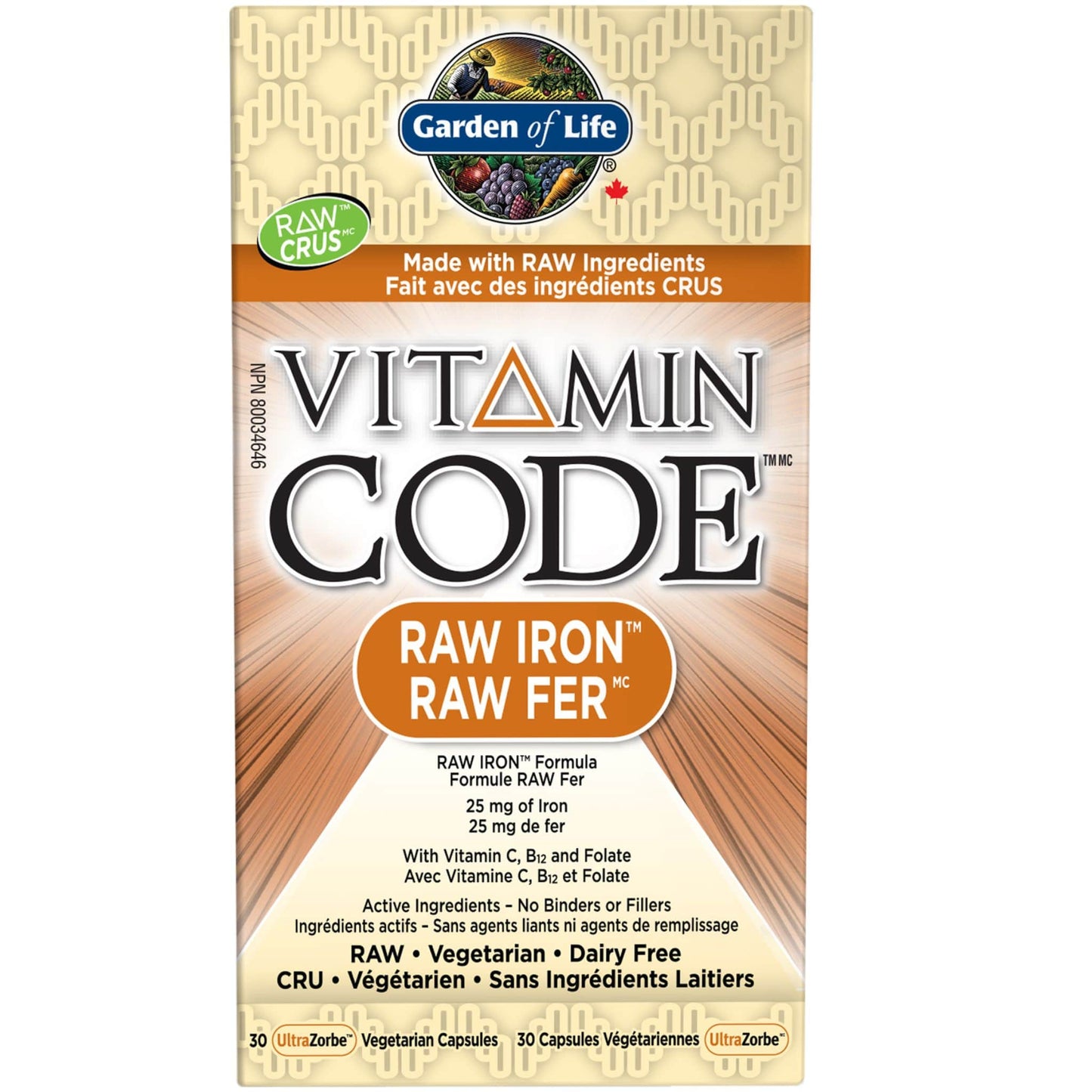 30 Capsules | Garden of Life Vitamin Code Raw Iron