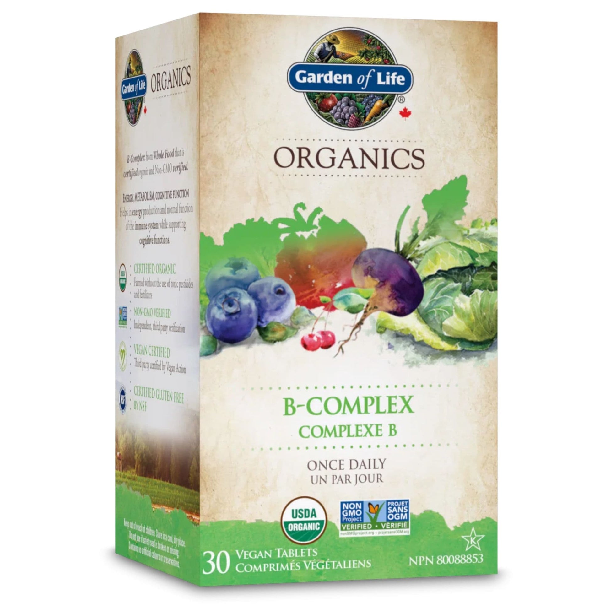 30 Vegan Tablets | Garden of Life Organics B Complex