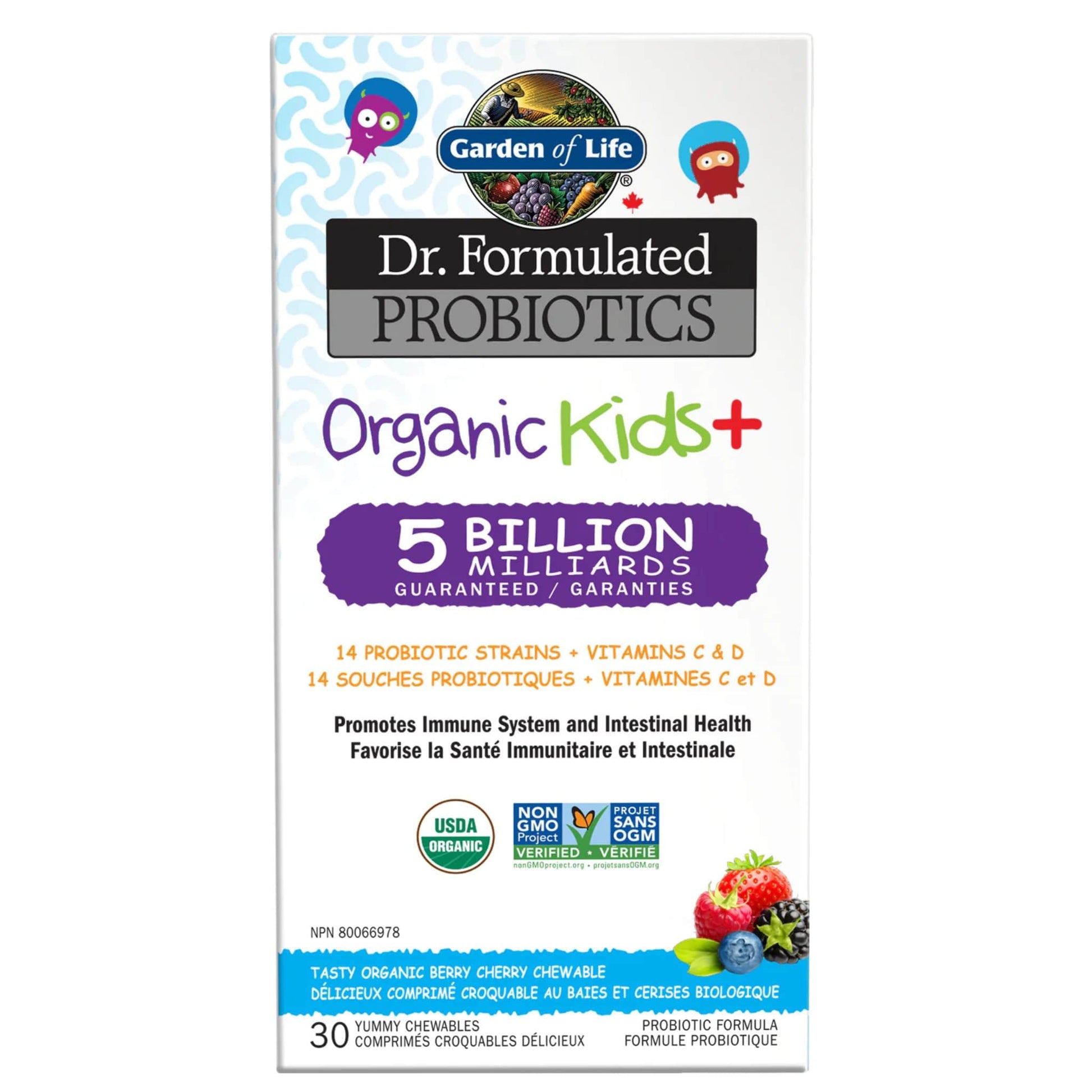 Berry Cherry (Organic) - Stored in Fridge (Not Shelf Stable) | Garden of Life Dr. Formulated Probiotics Organic Kids