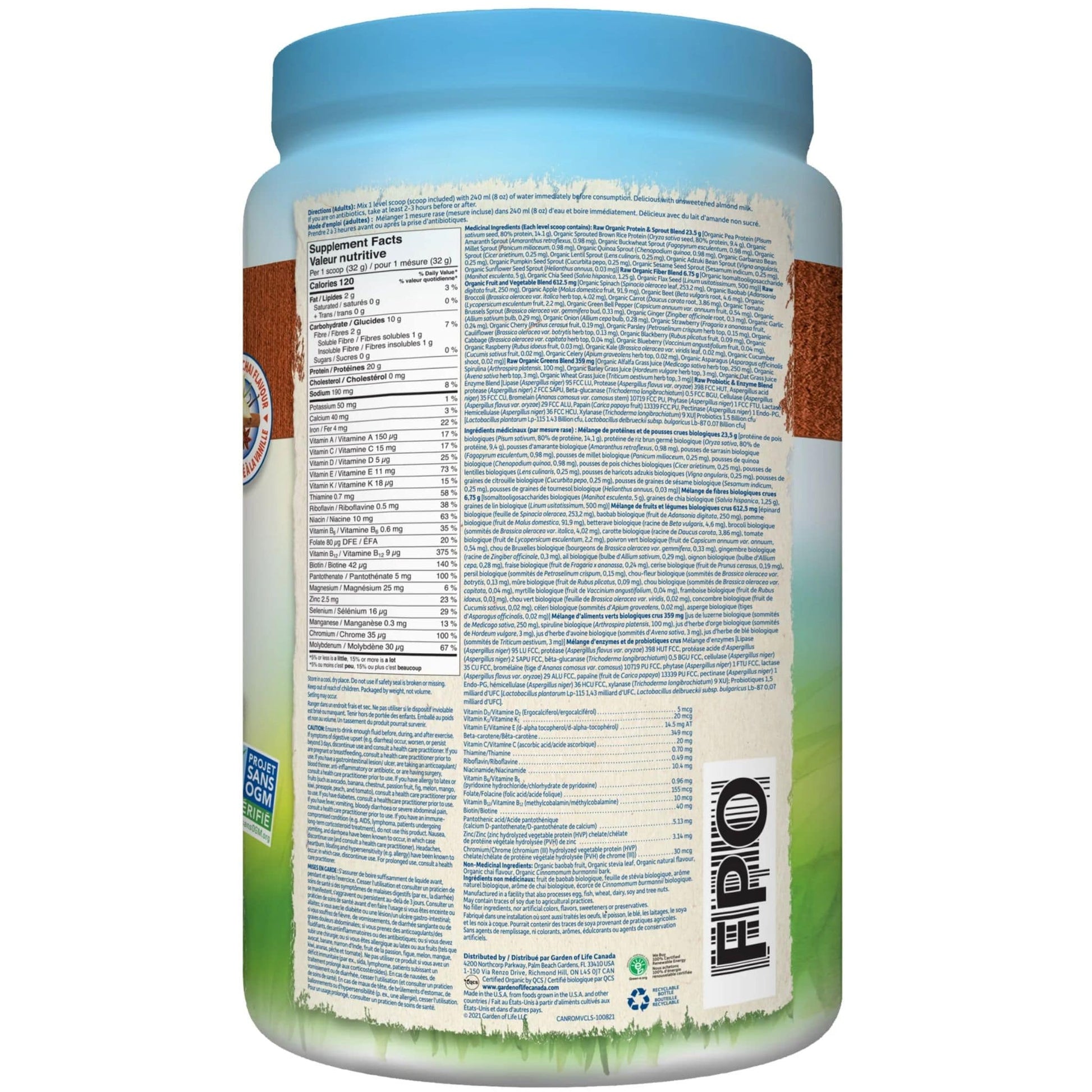 Vanilla Chai 907g | Garden of Life Raw Organic All-In-One Shake 907g // vanilla chai flavour