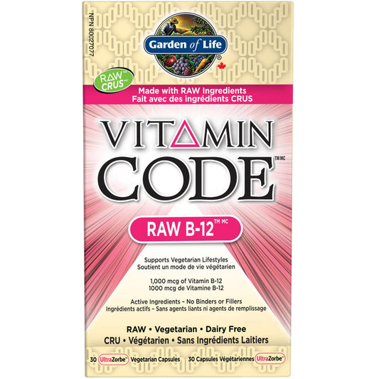 30 Capsules | Garden of Life Vitamin Code Raw B-12