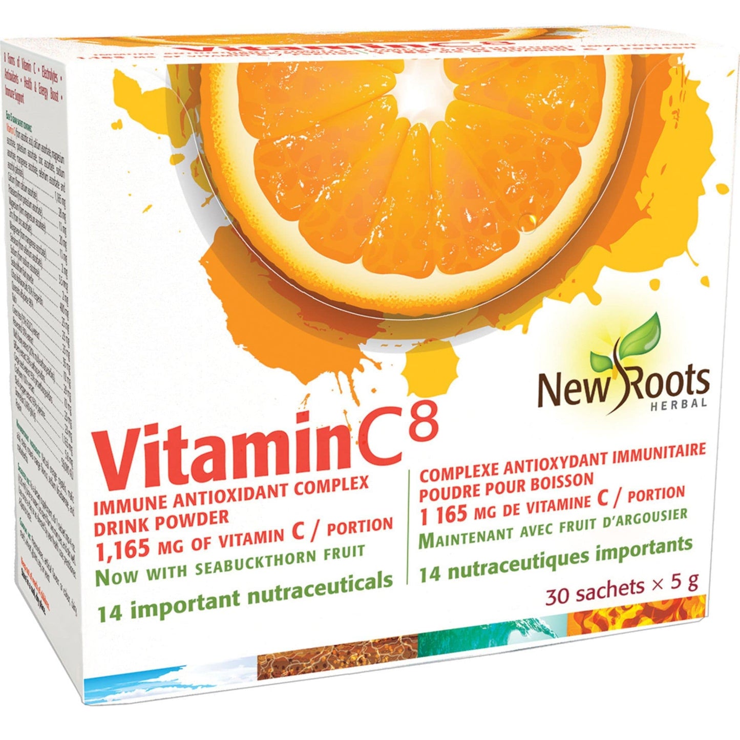 Natural Orange 30 x 5g Sachets | New Roots Herbal Vitamin C8 Immune Antioxidant Complex Powder // natural orange flavour