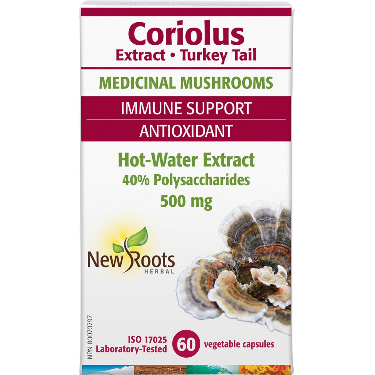 60 Vegetable Capsules | New Roots Herbal Coriolus Extract Turkey Tail 500mg