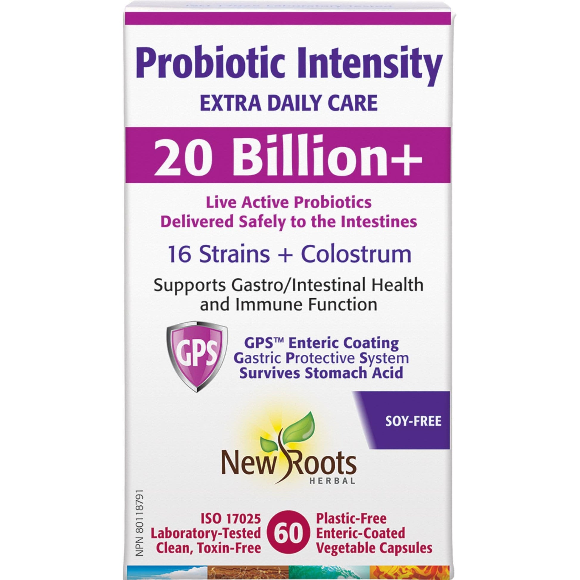 60 Vegetable Capsules | New Roots Herbal Probiotic Intensity Extra Daily Care 20 Billion Plus