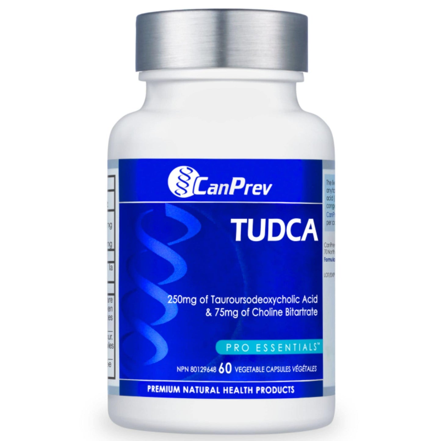 CanPrev TUDCA 250mg Tauroursodeoxycholic with Choline Bitartrate 75mg, Supports Healthy Liver Function, 60 Vegetable Capsules