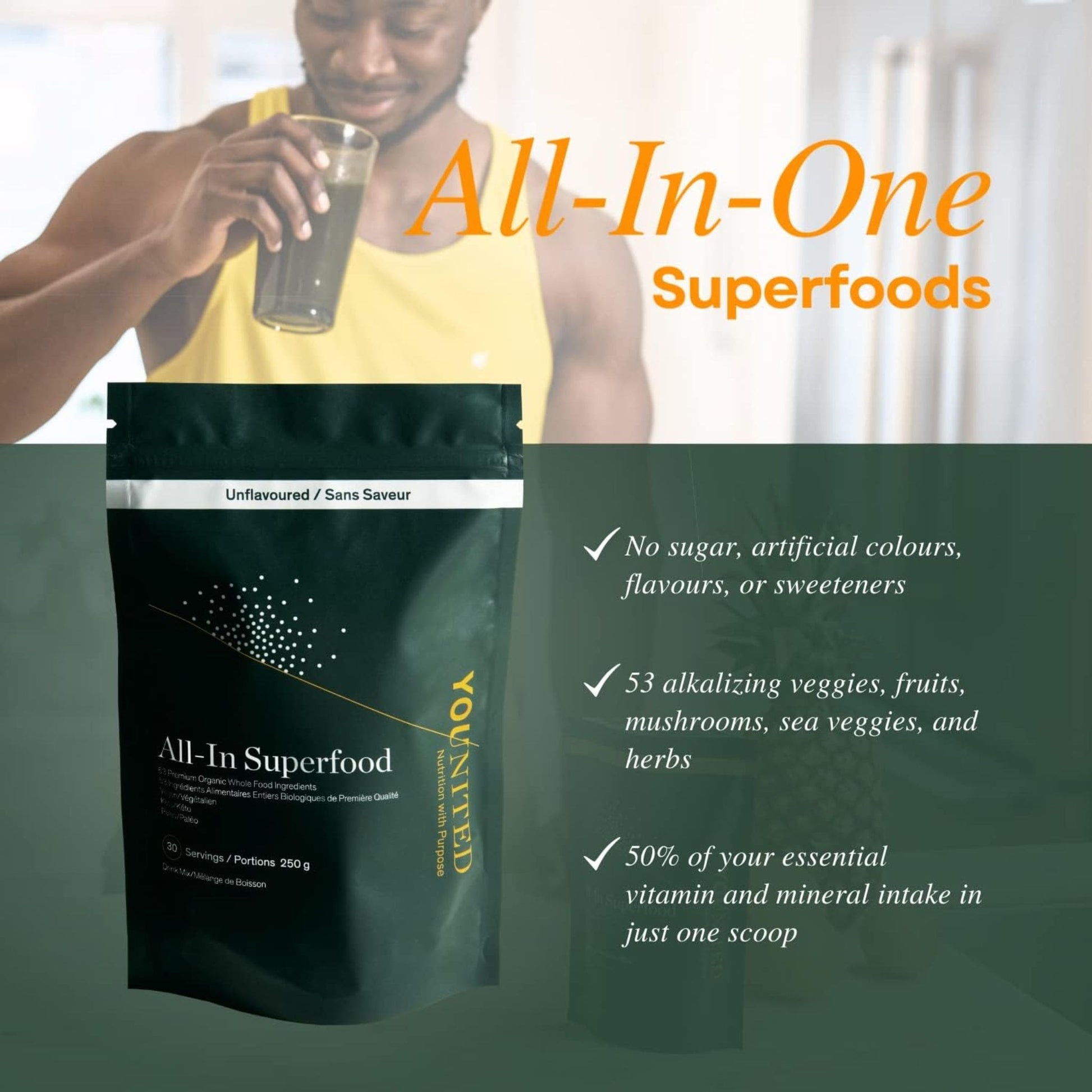 30 Servings Unflavoured | Younited All-In Superfood Powder