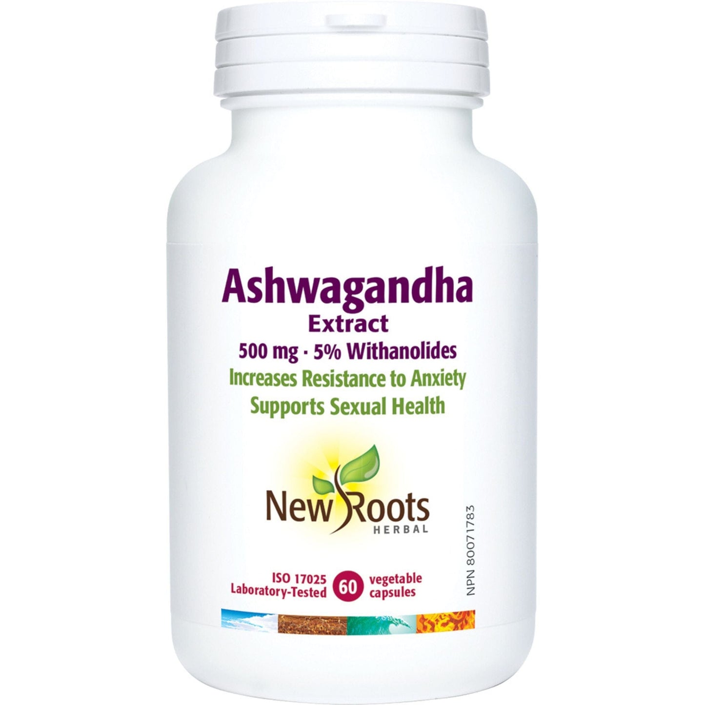 60 Vegetable Capsules | New Roots Herbal Ashwagandha Extract 500mg - 5% Withanolides