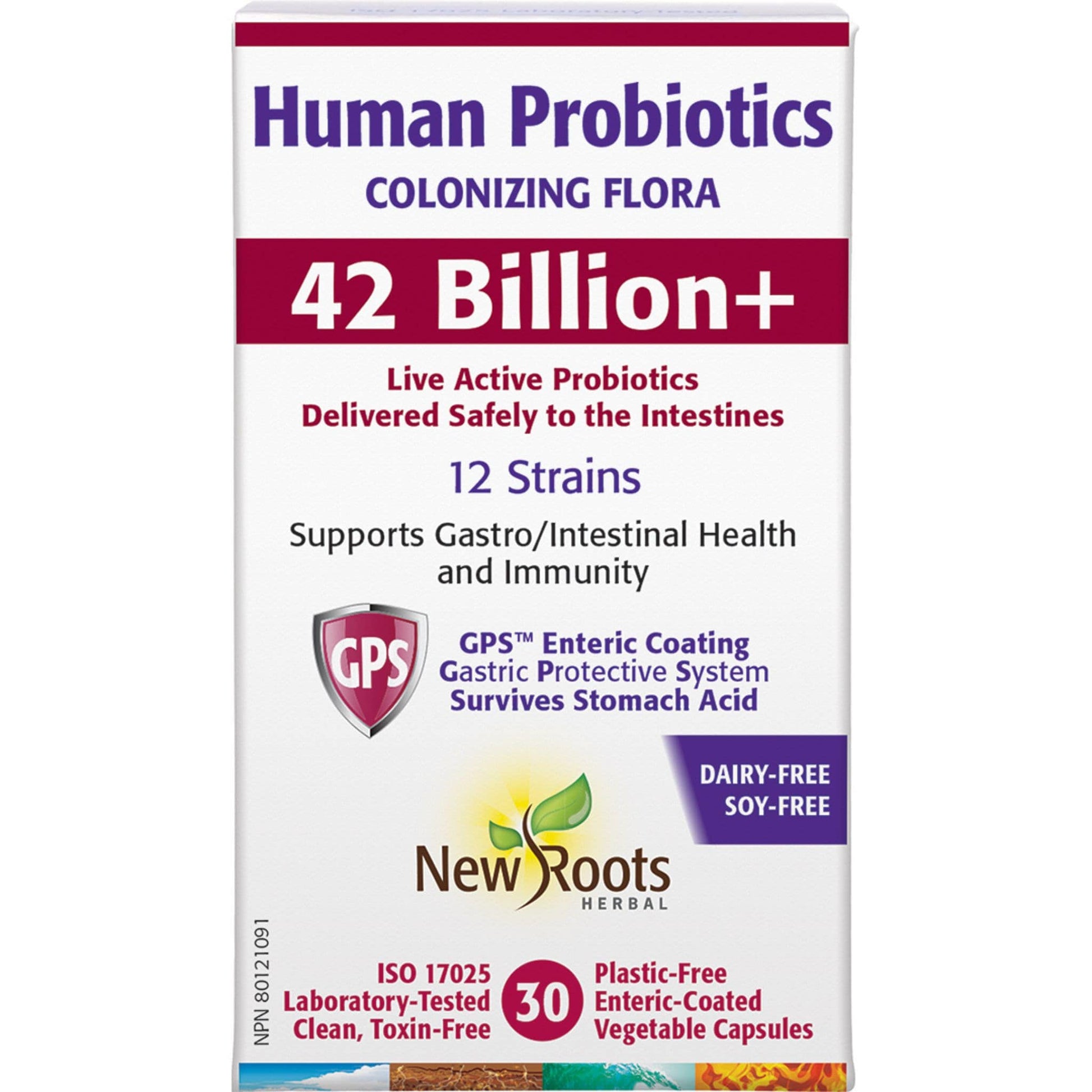 30 Vegetable Capsules | New Roots Herbal Human Probiotics Colonizing Flora 42 Billion+