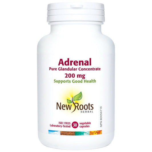30 Vegetable Capsules | New Roots Herbal Adrenal Pure Glandular Concentrate 200mg