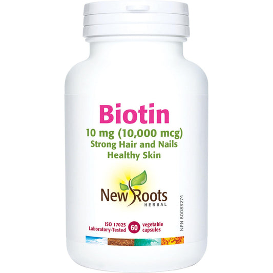 60 Vegetable Capsules | New Roots Herbal Biotin 10mg (10,000mcg)