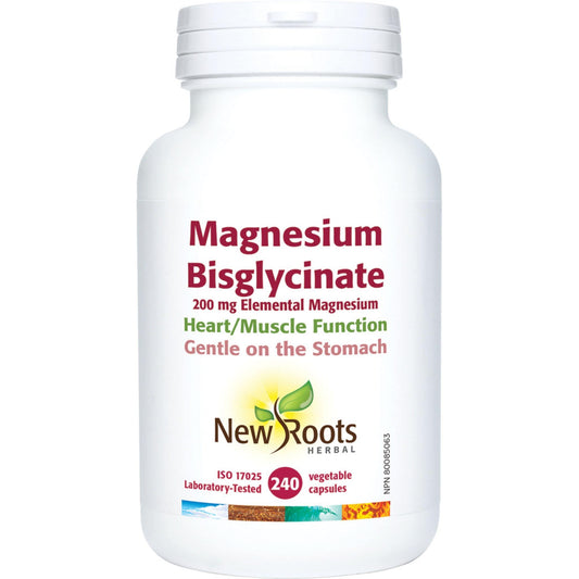 240 Vegetable Capsules | New Roots Herbal Magnesium Bisglycinate 200mg 