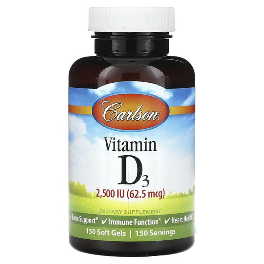 Carlson Vitamin D3 2500IU, 150 Softgels CLEARANCE 70% Off Expiry 2/25 Final Sale