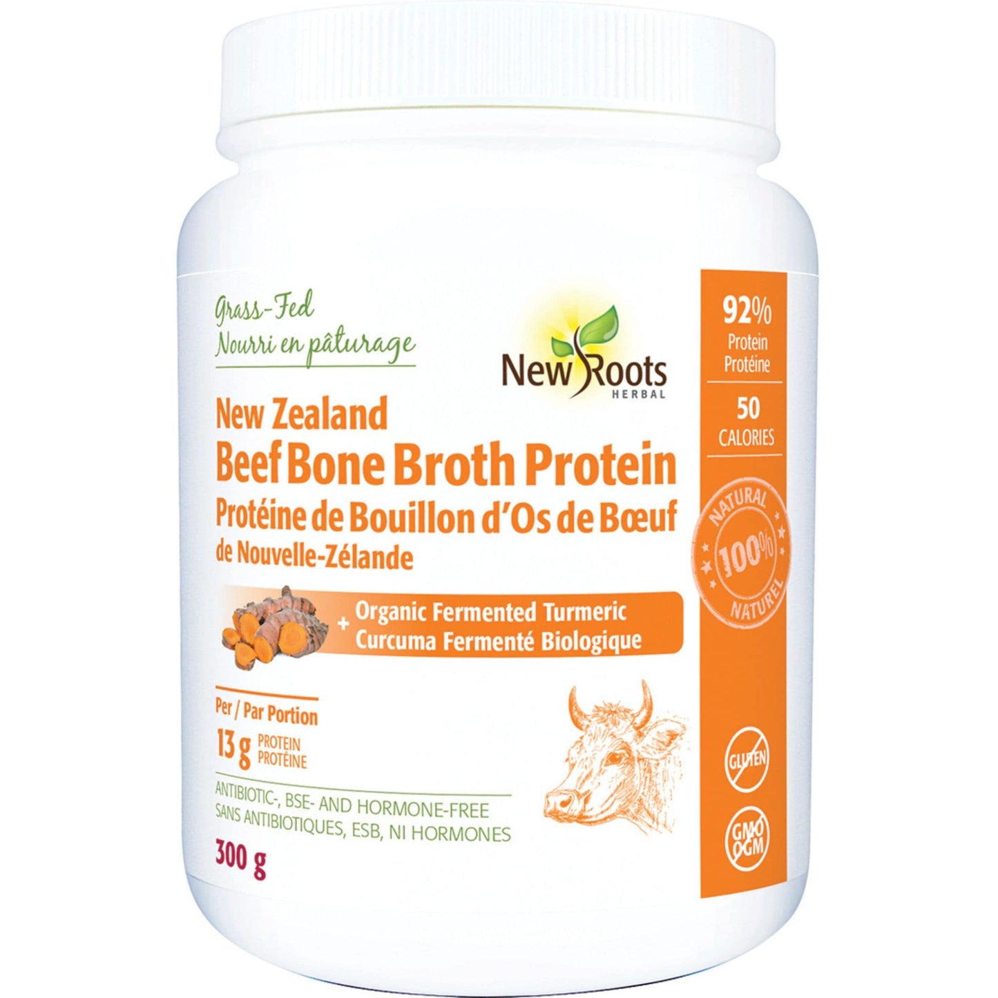 Fermented Tumeric Flavour 300g | New Roots Herbal New Zealand Beef Bone Broth Protein // fermented turmeric flavour