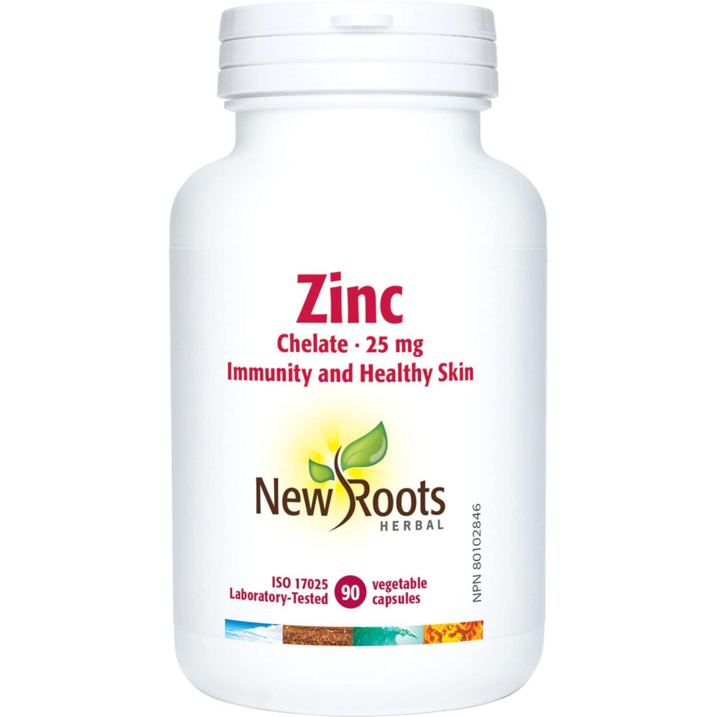 90 Vegetable Capsules | New Roots Herbal Zinc Chelate 25mg