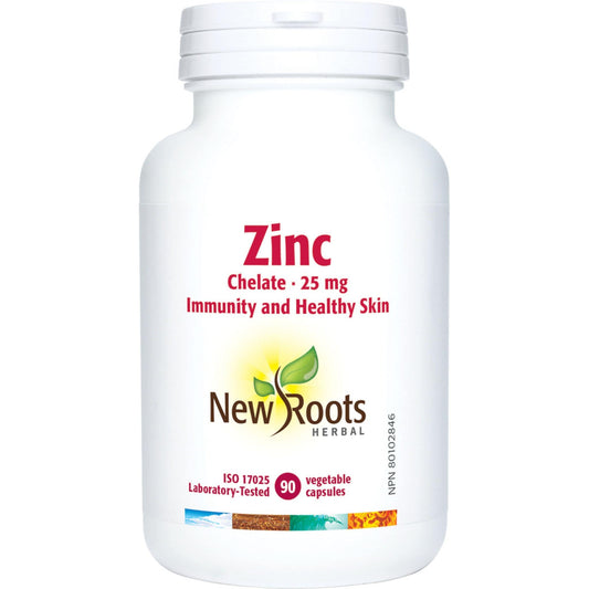 90 Vegetable Capsules | New Roots Herbal Zinc Chelate 25mg